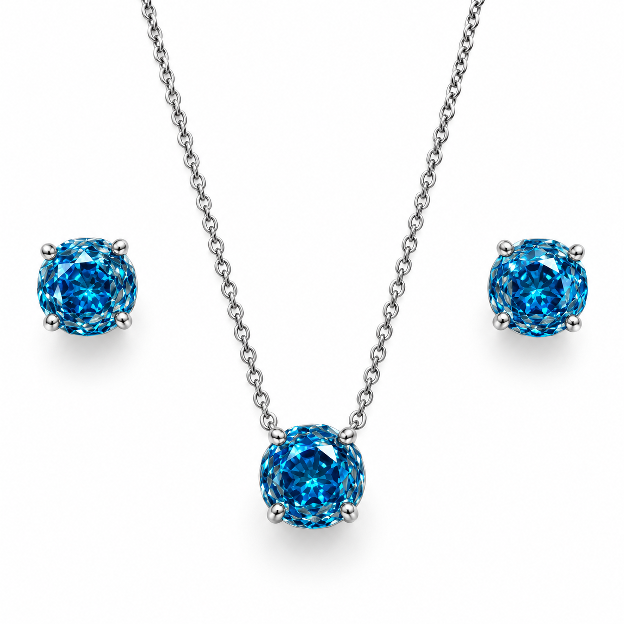 Conjunto brinco e Colar Luz Azul